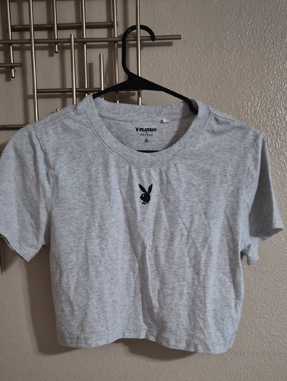 PacSun Playboy Heather Gray Cropped Tee